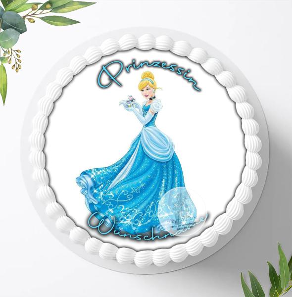 Prinzessin Cinderella mit Wunschname, Tortenaufleger Ø 20cm, 0311z